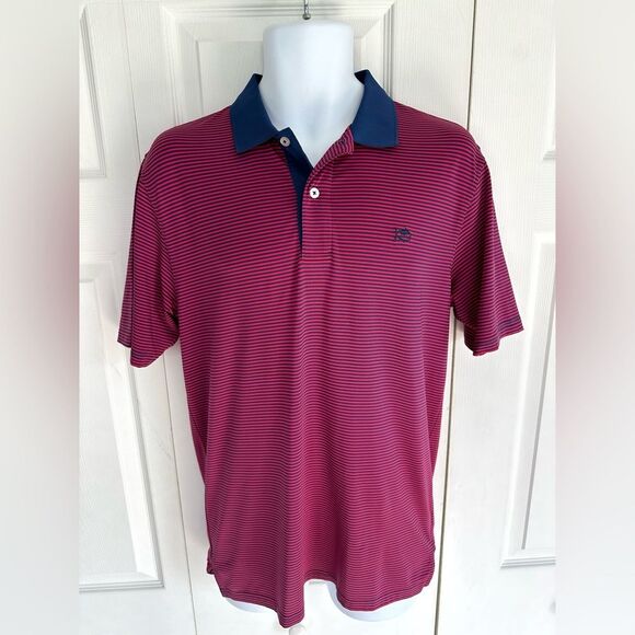 Southern Tide Polo Shirt Tide to Trail Striped Mens Short Sleeve Golf Shirt - Picture 1 of 12